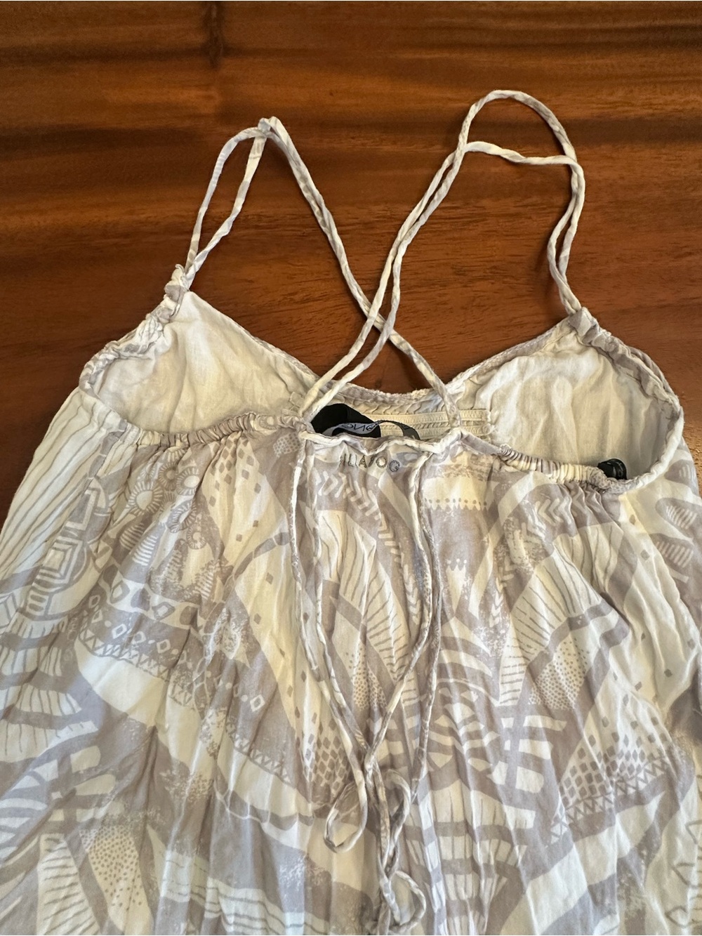 Billabong Light Gray Printed Strappy Slip Summer Dress Beach Cover up - Picture 6 of 7